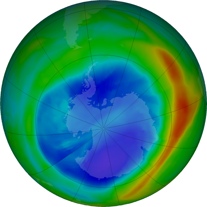 Antarctic ozone map for 28 August 2021